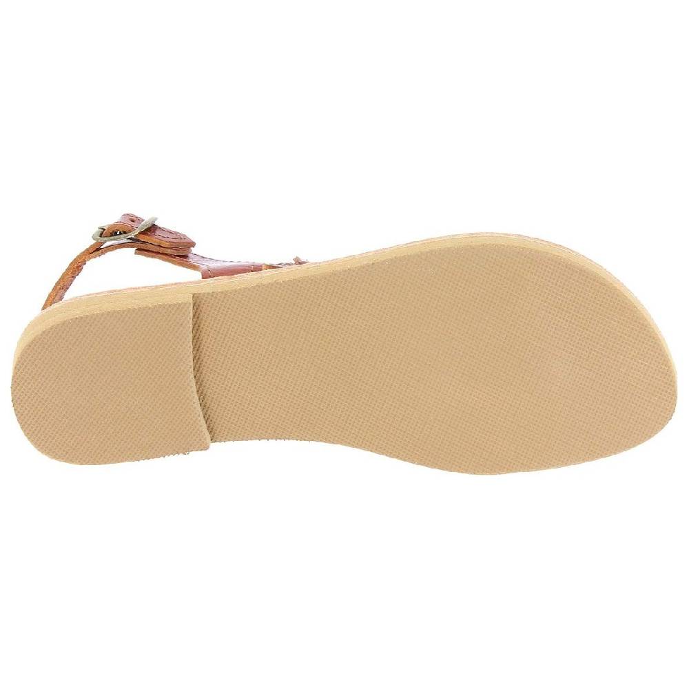 Lartigiano Del Cuoio Sandali infradito a goccia da donna fatti a mano in pelle di vitello marrone Vendita Calda