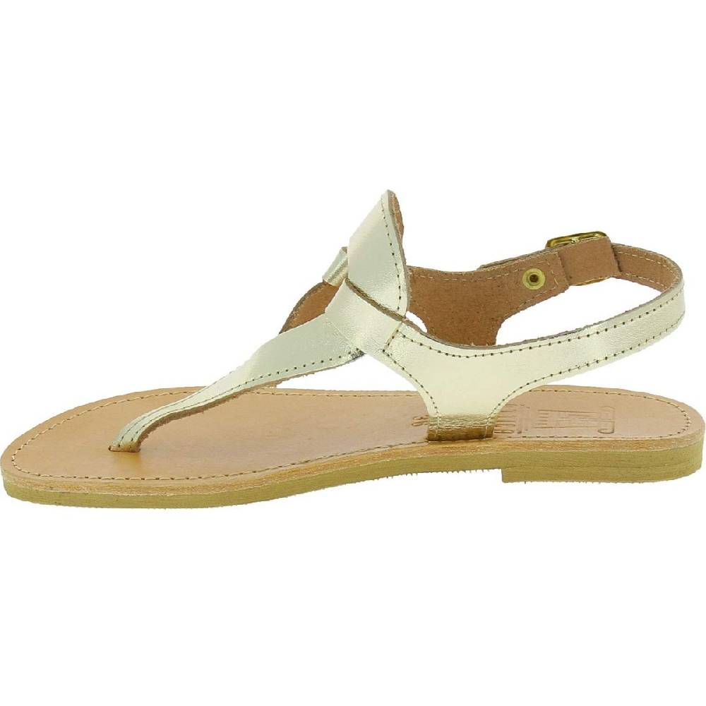 Lartigiano Del Cuoio Sandali infradito a goccia da donna fatti a mano in pelle di vitello laminata oro Saldi Di Fabbrica