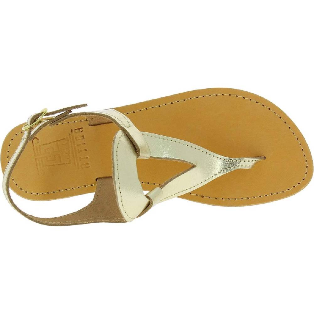Lartigiano Del Cuoio Sandali infradito a goccia da donna fatti a mano in pelle di vitello laminata oro Saldi Di Fabbrica
