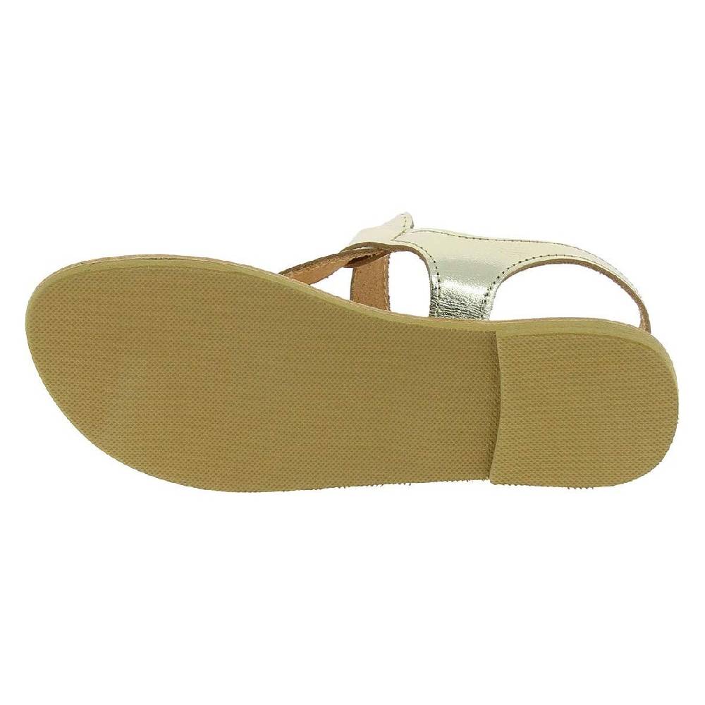 Lartigiano Del Cuoio Sandali infradito a goccia da donna fatti a mano in pelle di vitello laminata oro Saldi Di Fabbrica