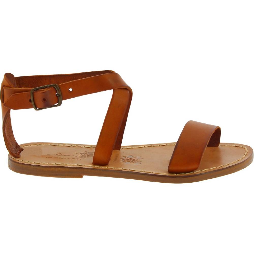 Lartigiano Del Cuoio Sandali donna in pelle color cuoio fatti a mano in Italia In Saldo