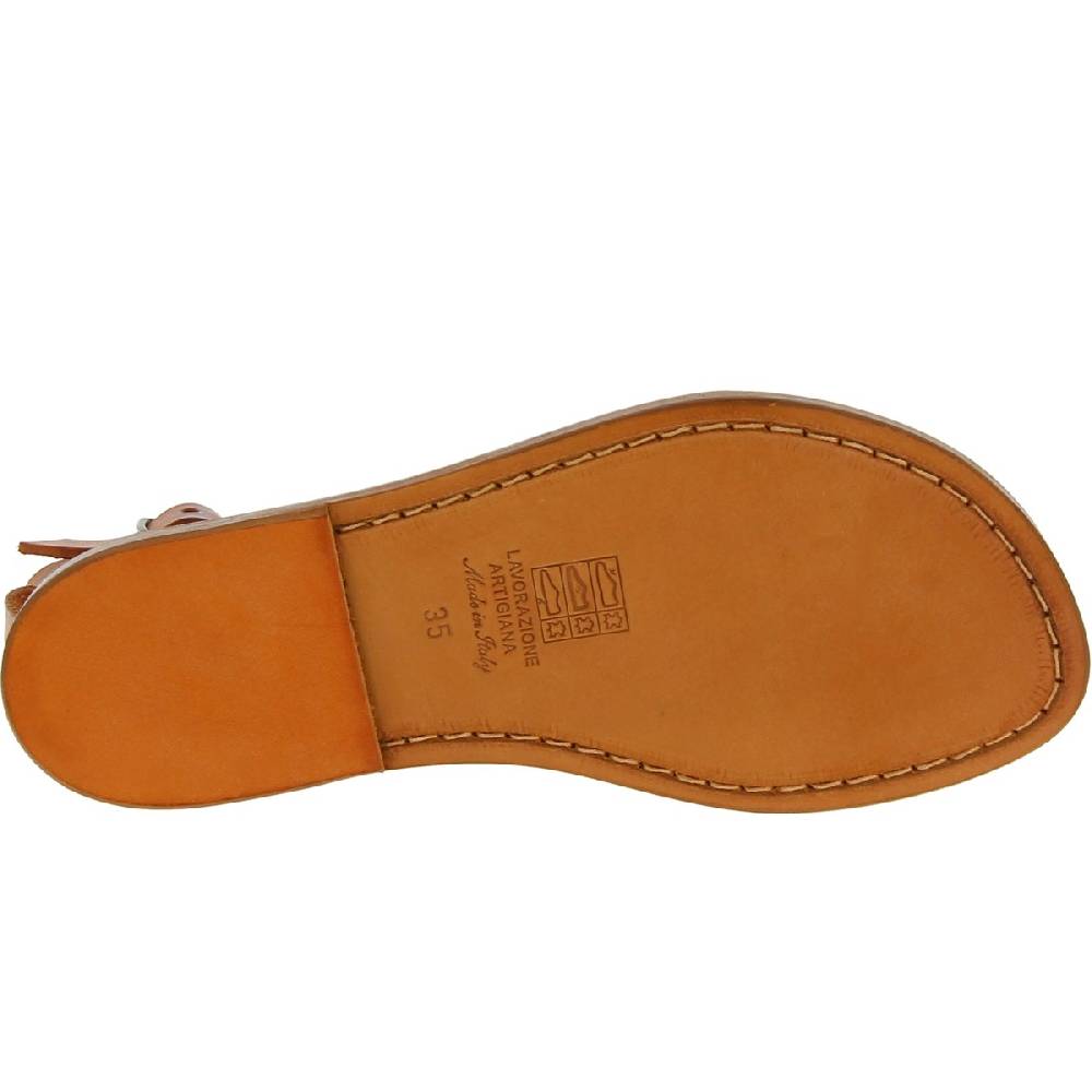 Lartigiano Del Cuoio Sandali donna in pelle color cuoio fatti a mano in Italia In Saldo