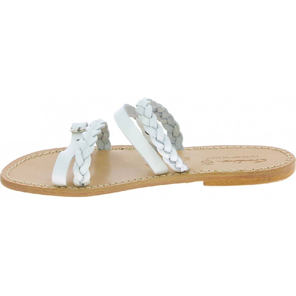 Lartigiano Del Cuoio Ciabatta donna artigianali in pelle intrecciata bianca 2025