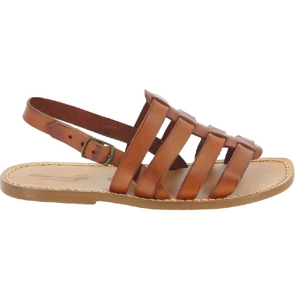 Lartigiano Del Cuoio Sandali da uomo a gabbia in pelle color cuoio Spedizione Gratuita