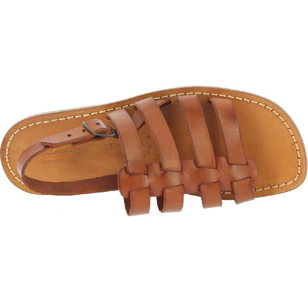 Lartigiano Del Cuoio Sandali da uomo a gabbia in pelle color cuoio Spedizione Gratuita