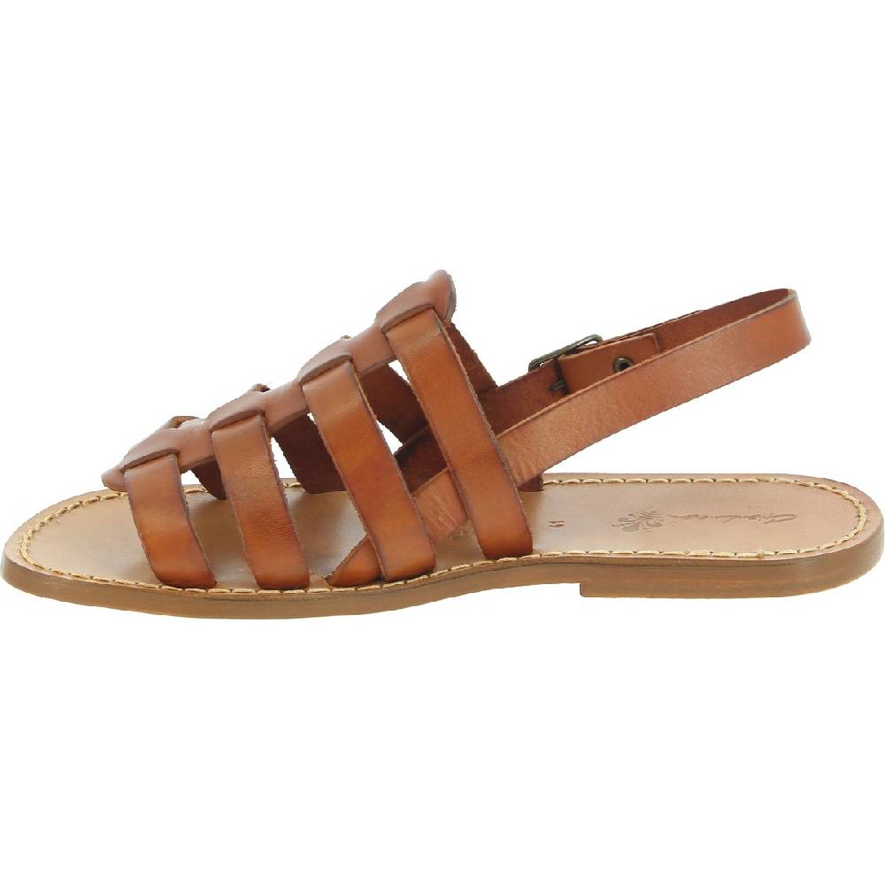 Lartigiano Del Cuoio Sandali da uomo a gabbia in pelle color cuoio Spedizione Gratuita