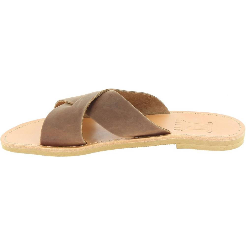 Lartigiano Del Cuoio Sandali ciabatte da uomo con fasce incrociate in pelle nubuk testa di moro Pezzi Unici
