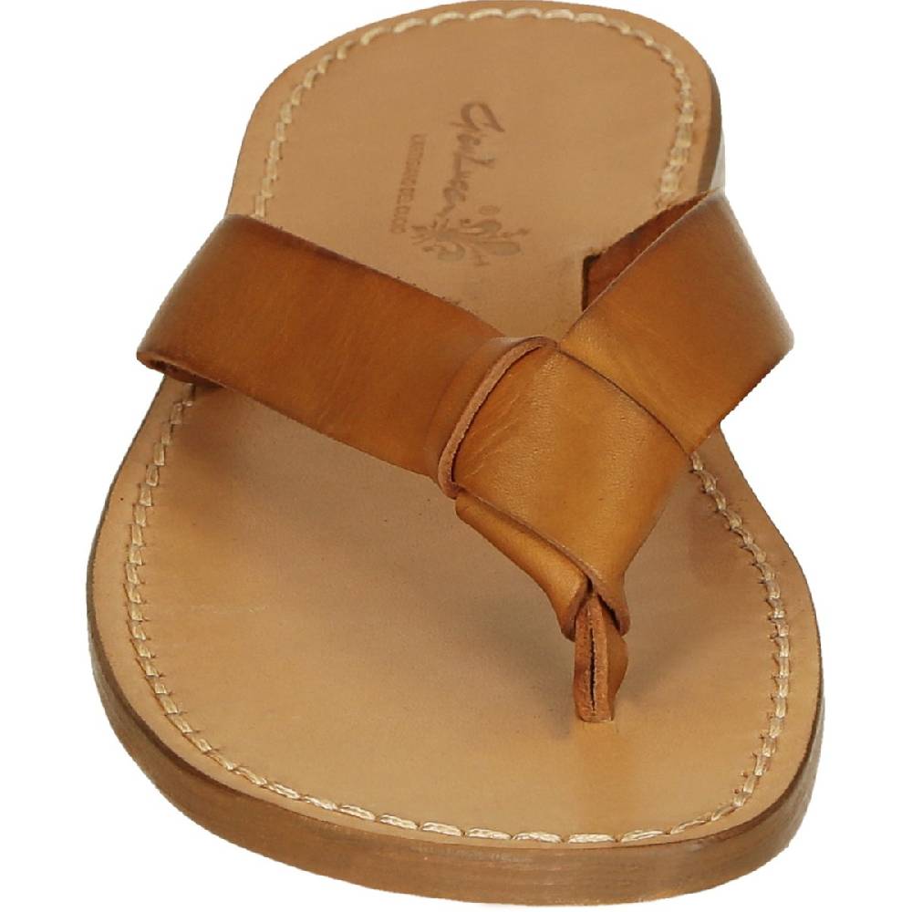 Lartigiano Del Cuoio Ciabatte infradito uomo in pelle color cuoio fatti a mano Consegna Veloce