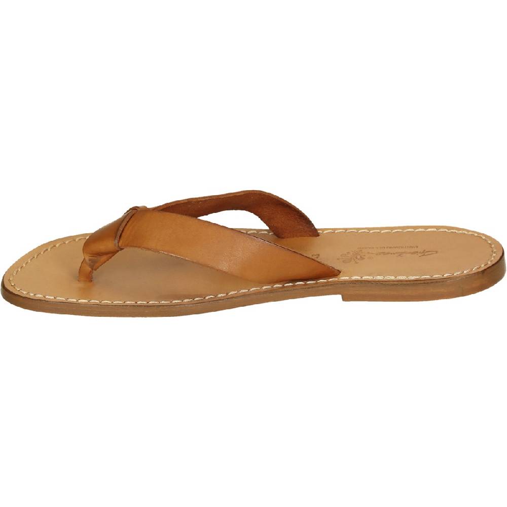 Lartigiano Del Cuoio Ciabatte infradito uomo in pelle color cuoio fatti a mano Consegna Veloce
