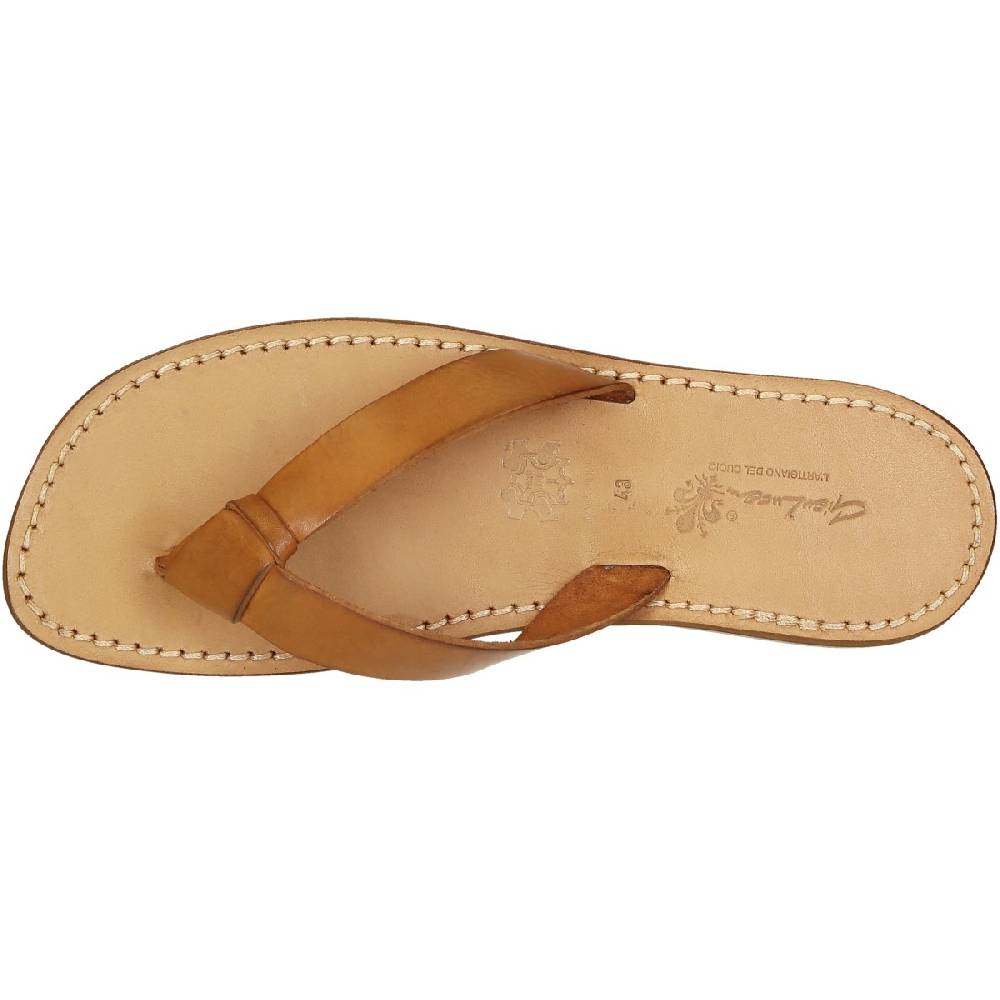 Lartigiano Del Cuoio Ciabatte infradito uomo in pelle color cuoio fatti a mano Consegna Veloce