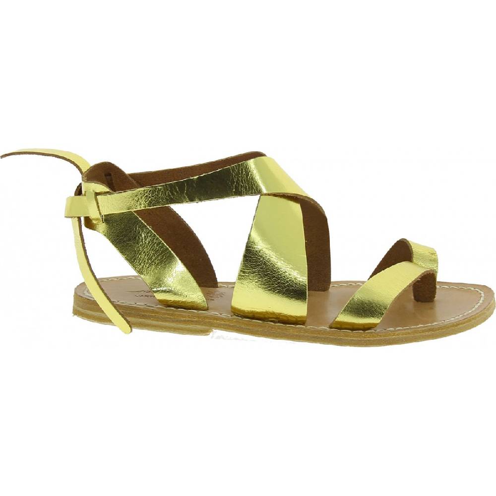 Lartigiano Del Cuoio Sandali donna fatti a mano in pelle laminata colore oro Offerte