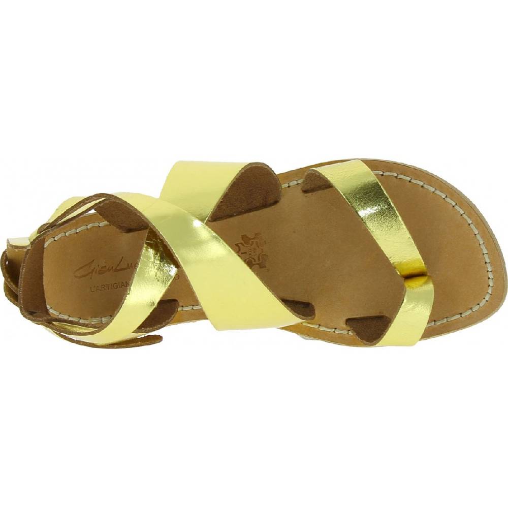 Lartigiano Del Cuoio Sandali donna fatti a mano in pelle laminata colore oro Offerte