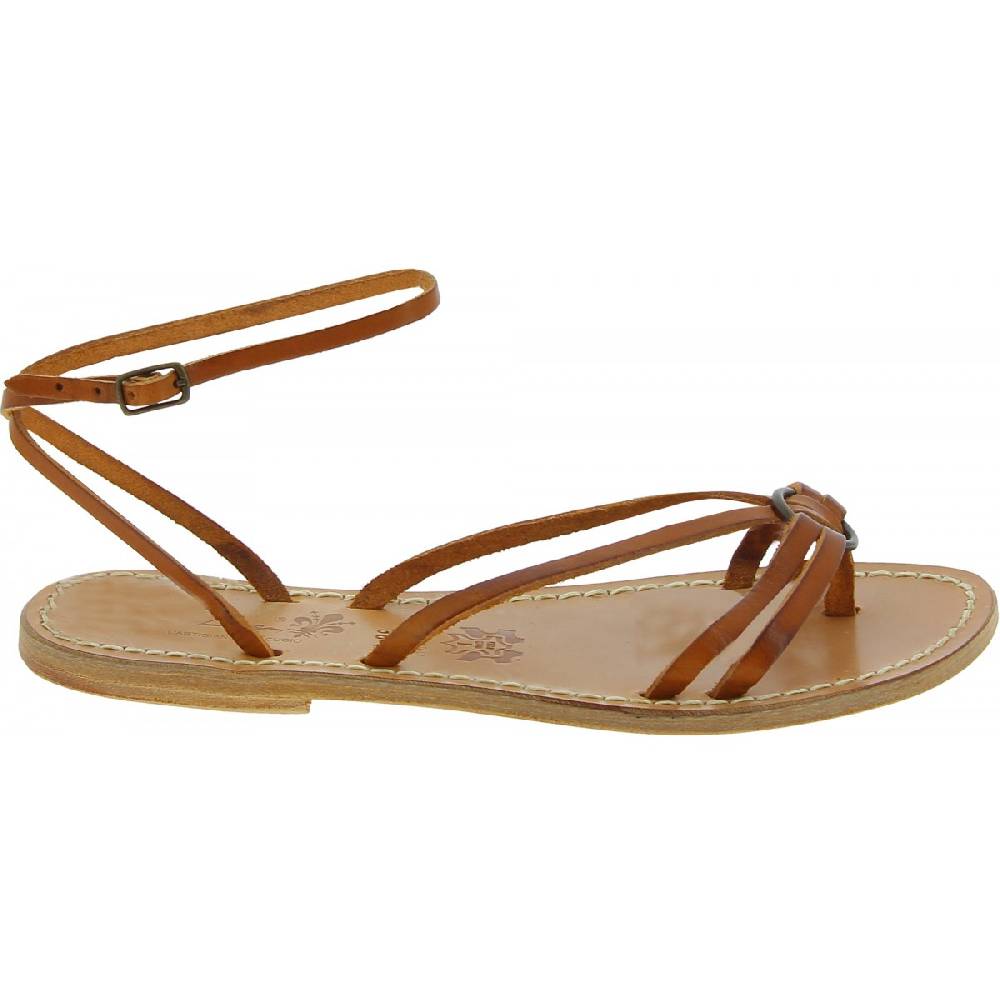 Lartigiano Del Cuoio Sandali infradito in pelle color cuoio da donna fatti a mano Hotsell