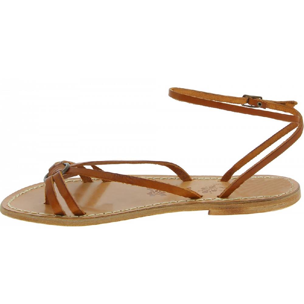 Lartigiano Del Cuoio Sandali infradito in pelle color cuoio da donna fatti a mano Hotsell