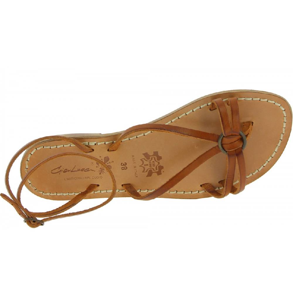 Lartigiano Del Cuoio Sandali infradito in pelle color cuoio da donna fatti a mano Hotsell