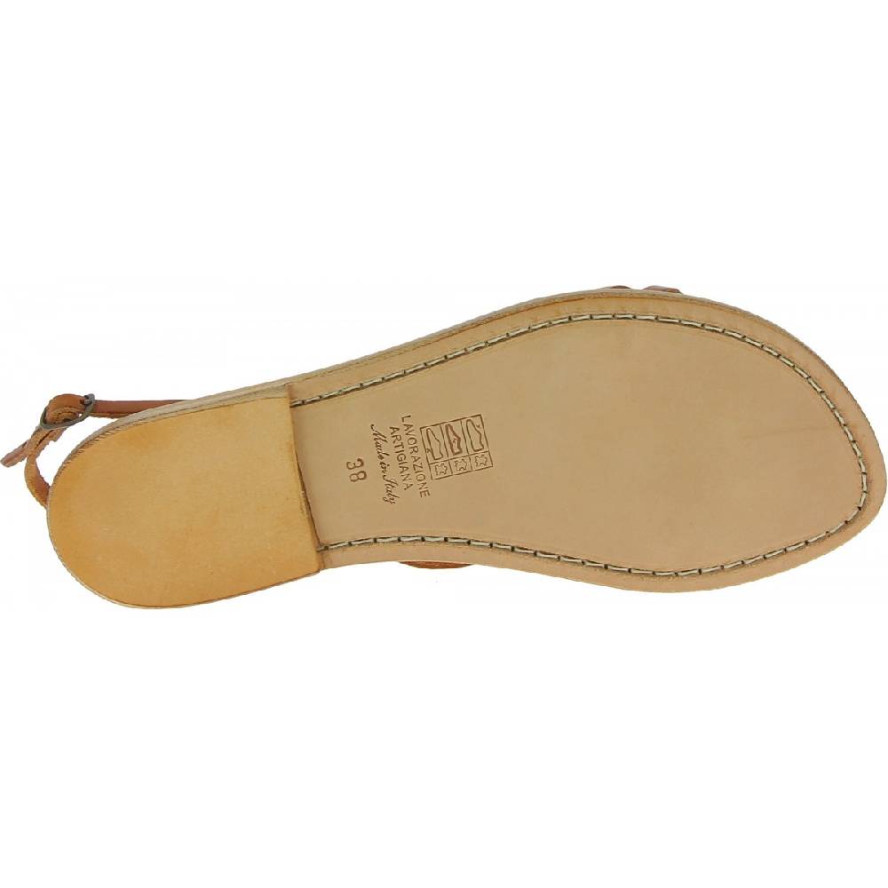 Lartigiano Del Cuoio Sandali infradito in pelle color cuoio da donna fatti a mano Hotsell