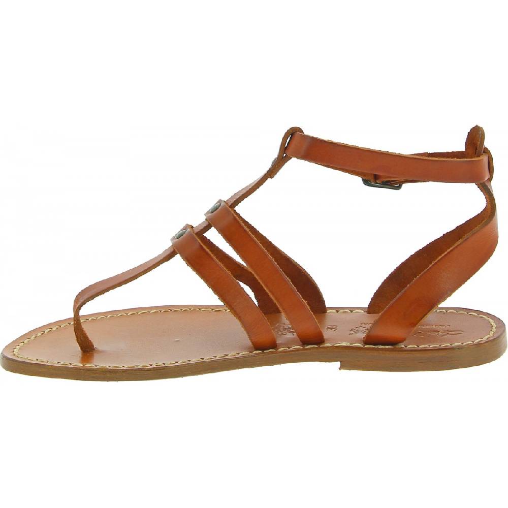 Lartigiano Del Cuoio Sandali infradito donna in pelle color cuoio Vendita Economica