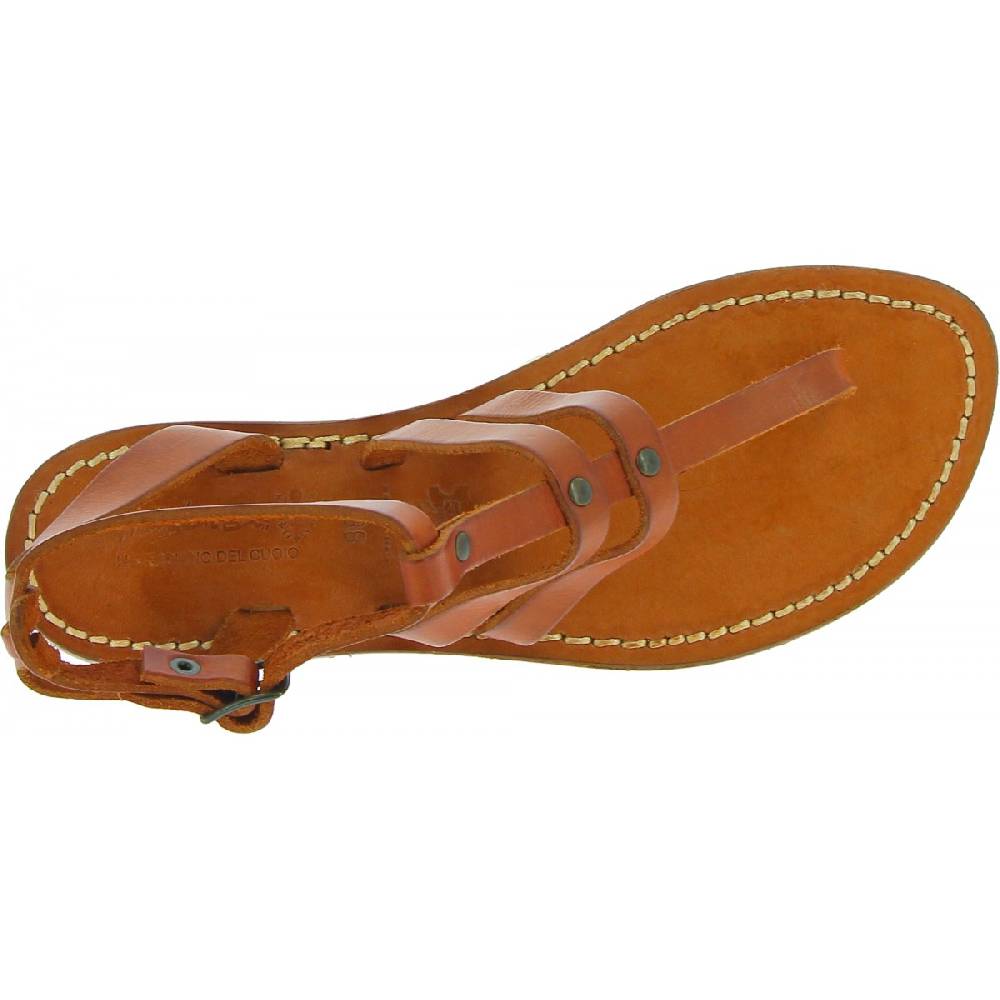 Lartigiano Del Cuoio Sandali infradito donna in pelle color cuoio Vendita Economica