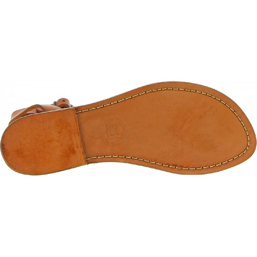 Lartigiano Del Cuoio Sandali infradito donna in pelle color cuoio Vendita Economica