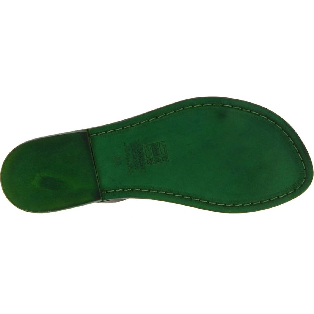 Lartigiano Del Cuoio Sandali infradito da donna artigianali in pelle verde Vendite Flash
