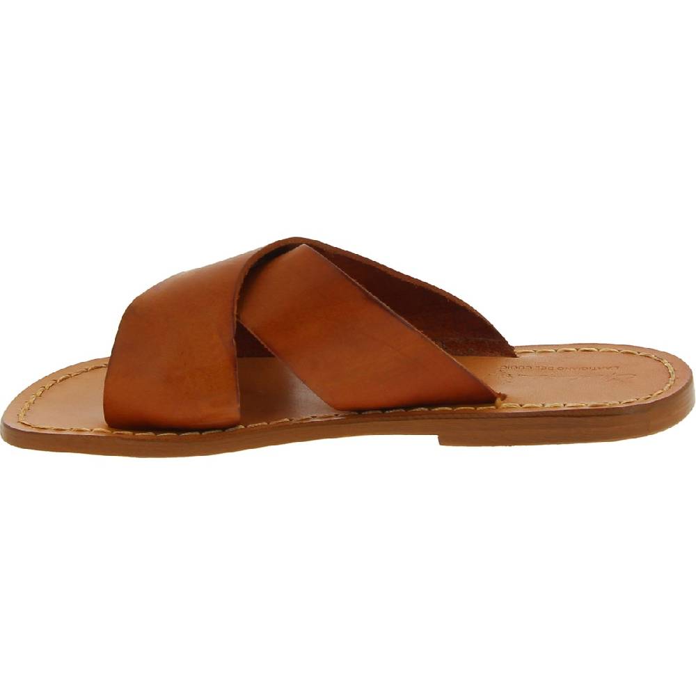 Lartigiano Del Cuoio Ciabatte da uomo in pelle color cuoio realizzata a mano in Italia Vendita