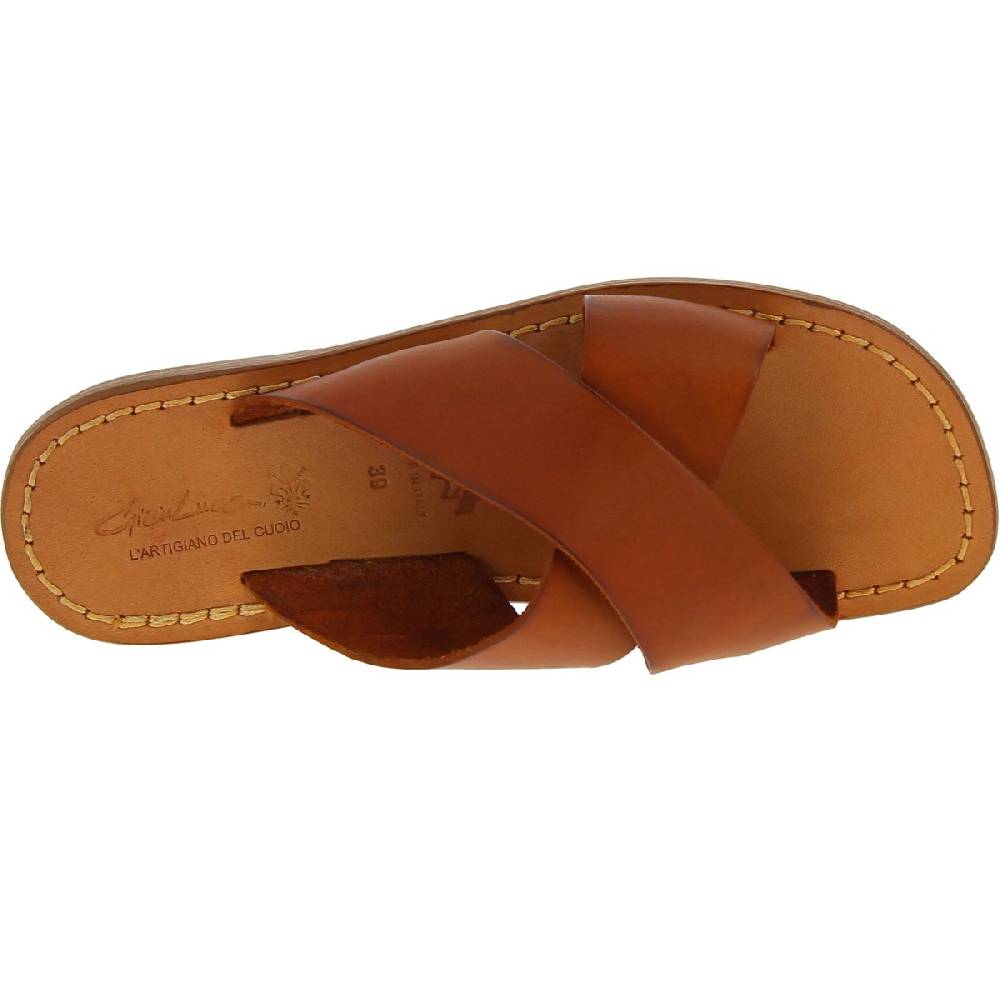 Lartigiano Del Cuoio Ciabatte da uomo in pelle color cuoio realizzata a mano in Italia Vendita