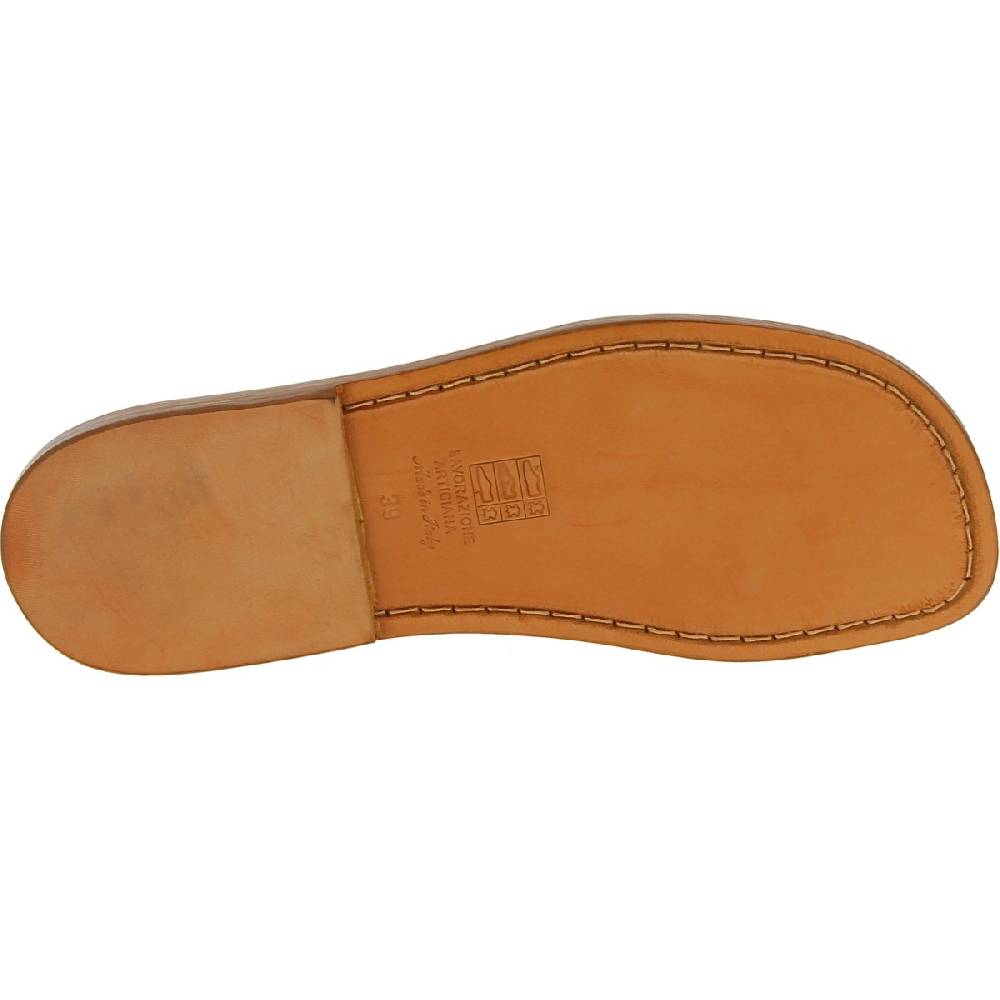 Lartigiano Del Cuoio Ciabatte da uomo in pelle color cuoio realizzata a mano in Italia Vendita