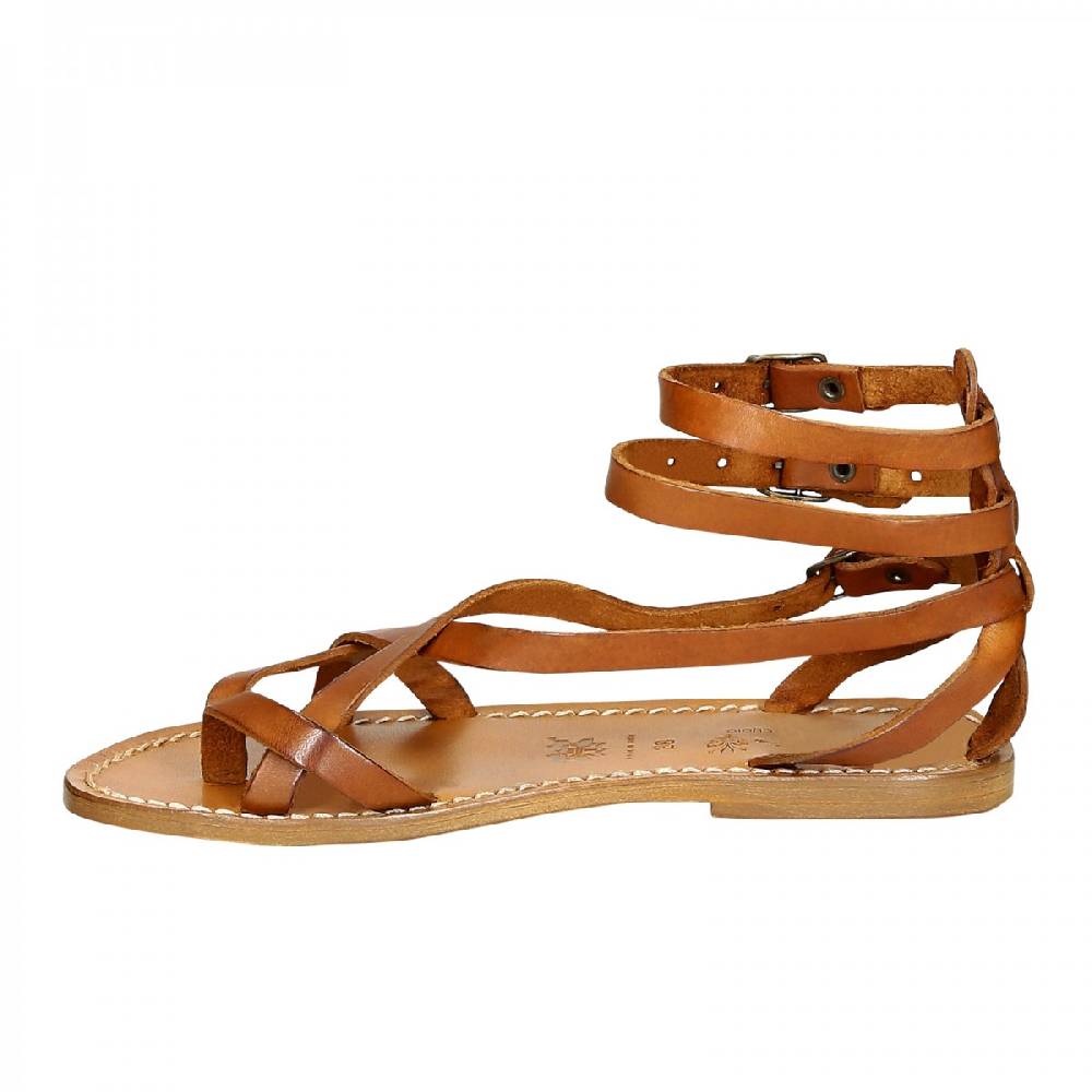 Lartigiano Del Cuoio Sandali gladiator donna fatti a mano in pelle colore cuoio antico Qualità Garantita
