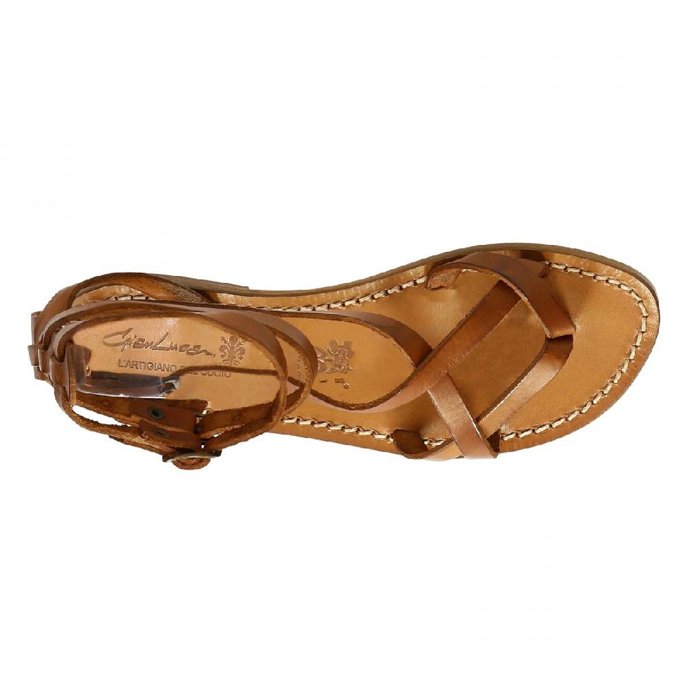 Lartigiano Del Cuoio Sandali gladiator donna fatti a mano in pelle colore cuoio antico Qualità Garantita
