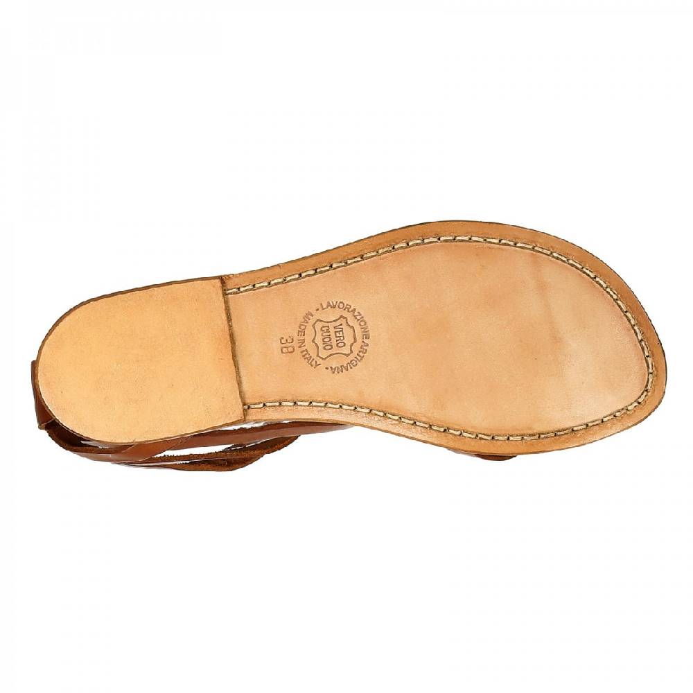 Lartigiano Del Cuoio Sandali gladiator donna fatti a mano in pelle colore cuoio antico Qualità Garantita