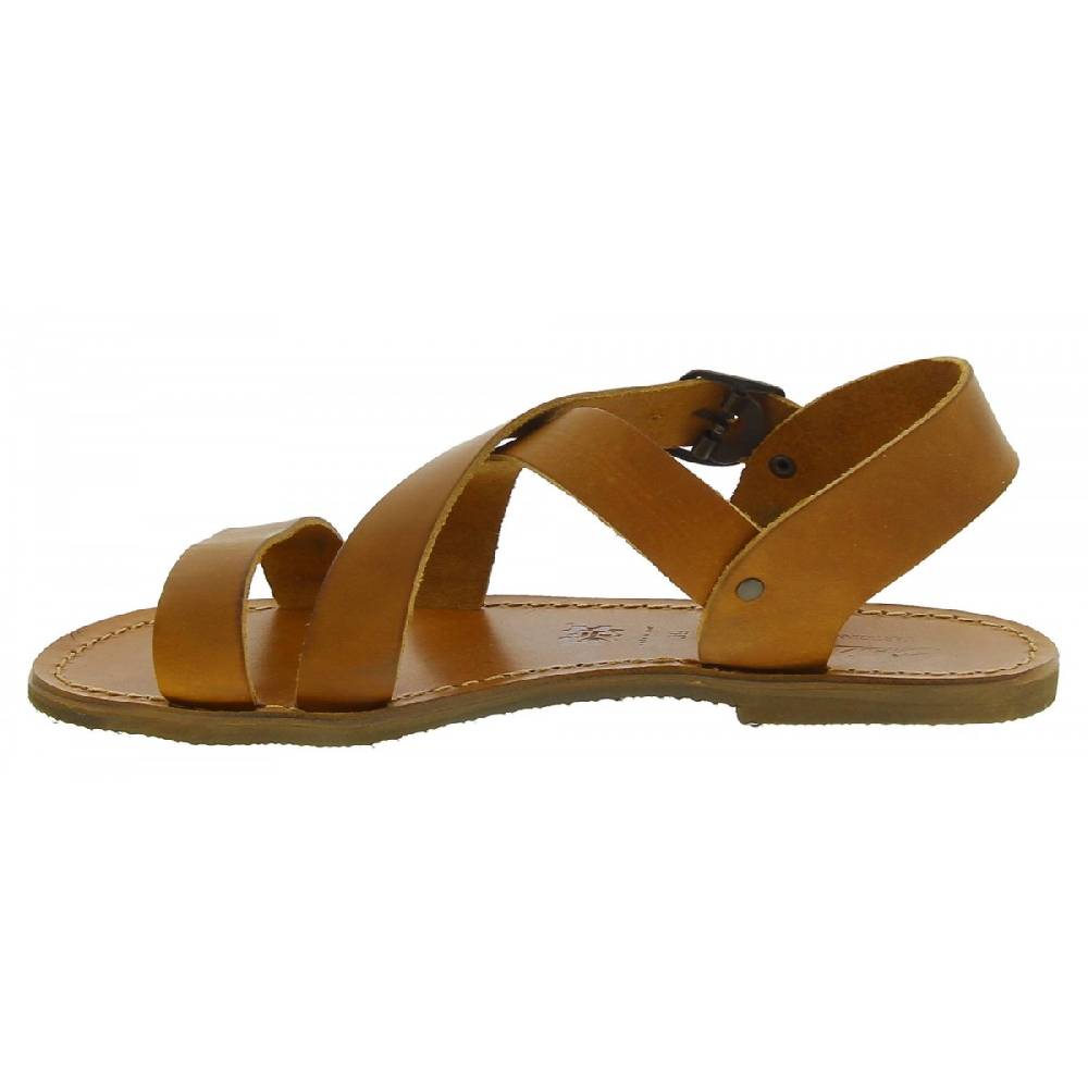 Lartigiano Del Cuoio Sandali alla francescana donna in pelle color cuoio artigianali Consegna Veloce