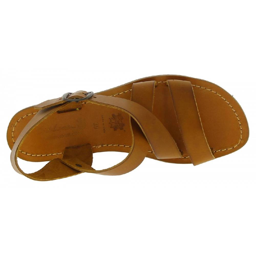 Lartigiano Del Cuoio Sandali alla francescana donna in pelle color cuoio artigianali Consegna Veloce
