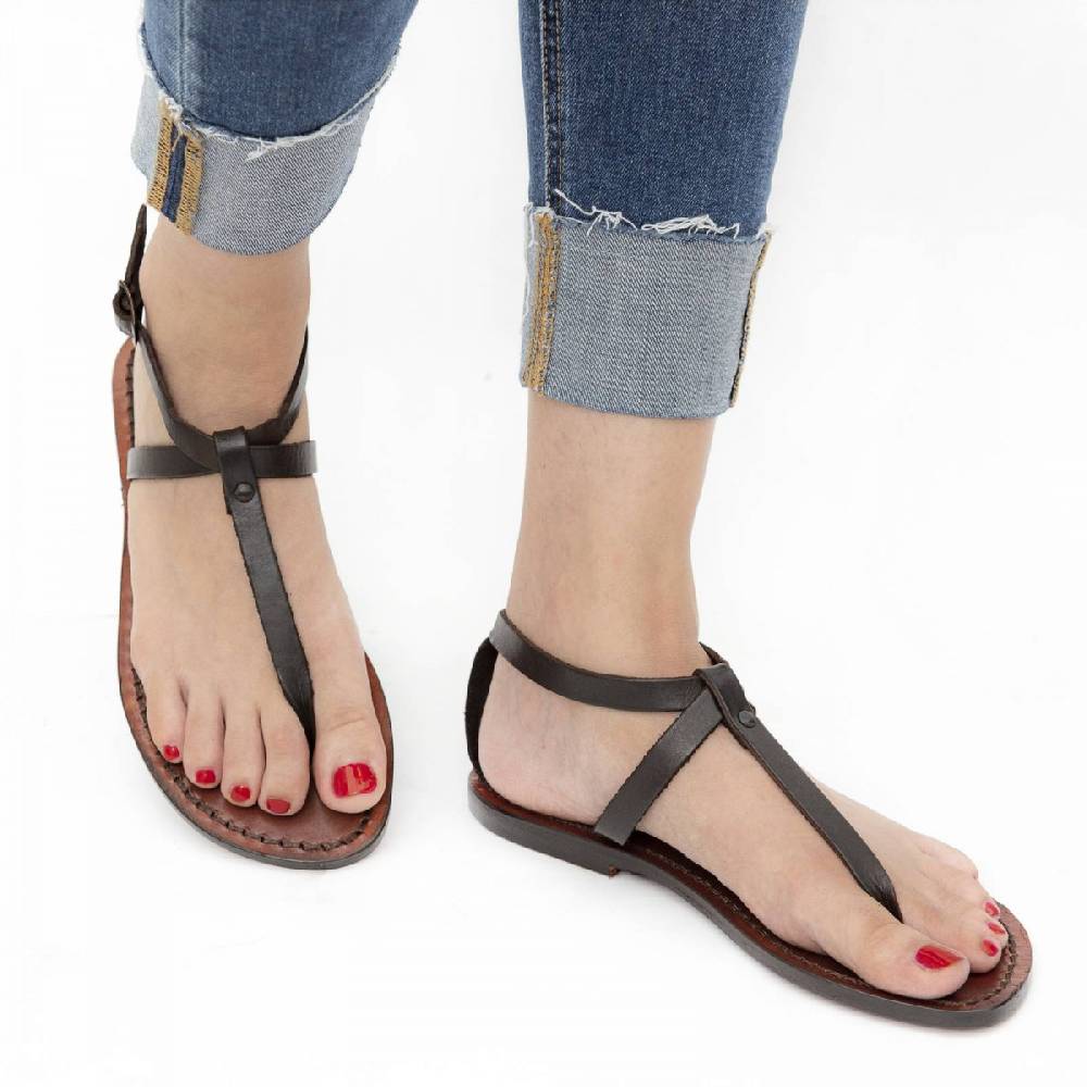 Lartigiano Del Cuoio Sandali infradito donna fatti a mano in pelle colore testa di moro Shopping Online