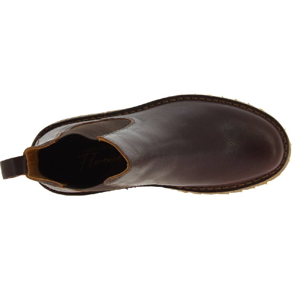 Lartigiano Del Cuoio Stivaletto beatles donna in pelle marrone scuro e suola Vibram Saldi
