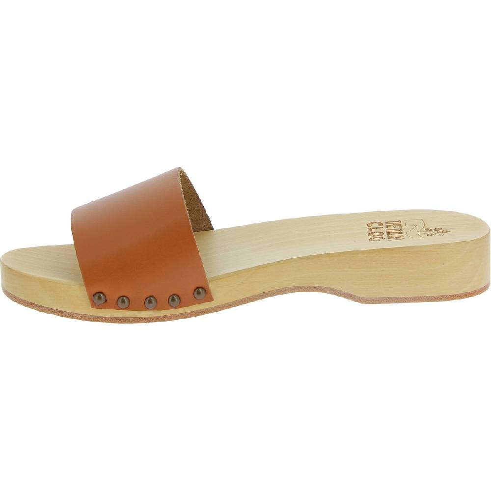 Lartigiano Del Cuoio Zoccoli in legno da uomo con fascia in pelle color cuoio Offerte