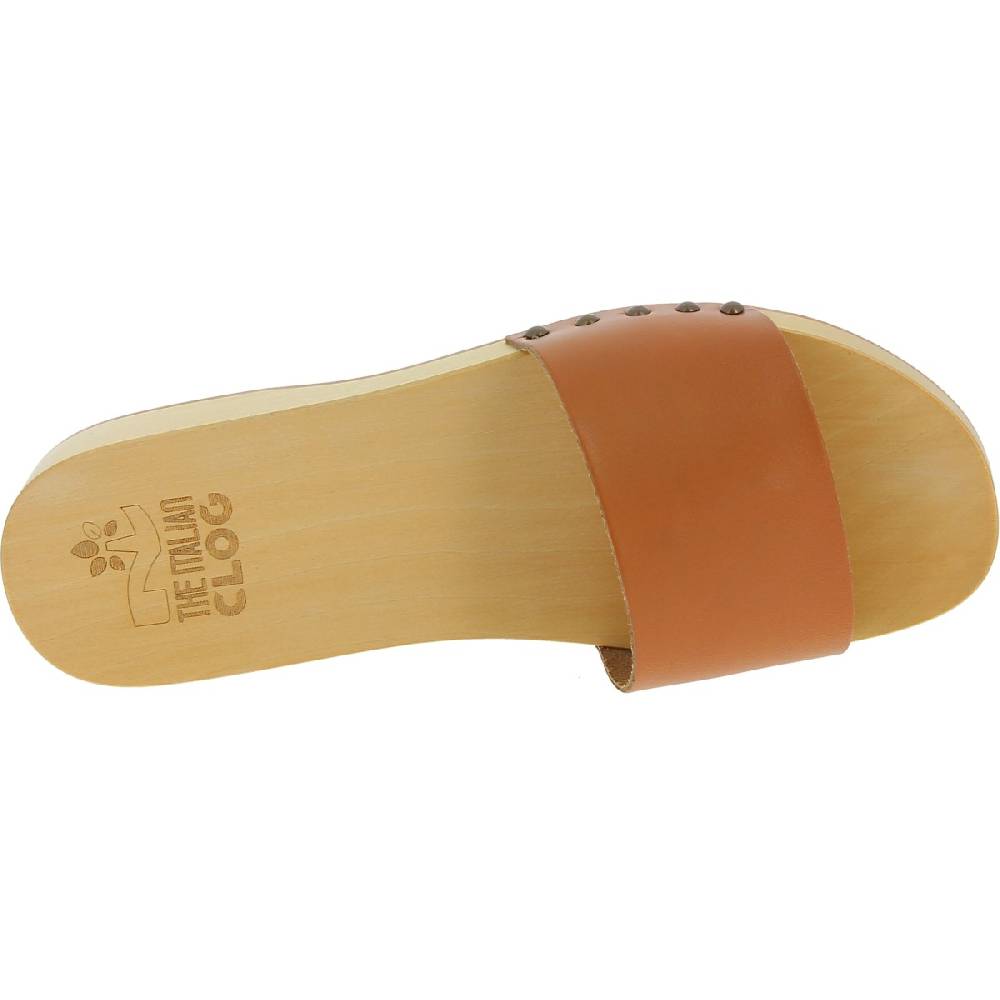 Lartigiano Del Cuoio Zoccoli in legno da uomo con fascia in pelle color cuoio Offerte