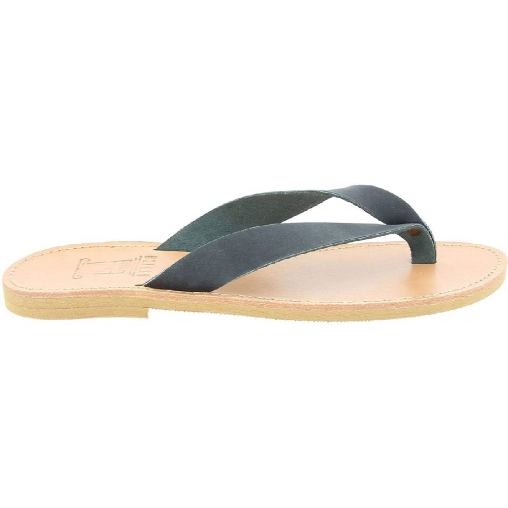 Lartigiano Del Cuoio Sandali infradito slip-on da uomo in pelle nabuk nera fatti a mano Italy