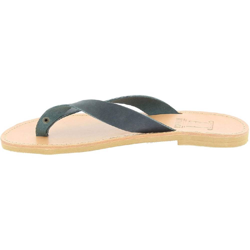 Lartigiano Del Cuoio Sandali infradito slip-on da uomo in pelle nabuk nera fatti a mano Italy