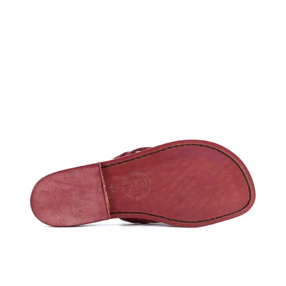 Lartigiano Del Cuoio Infradito donna fatti a mano in pelle intrecciata rosso con suola in cuoio Promozione Limitata