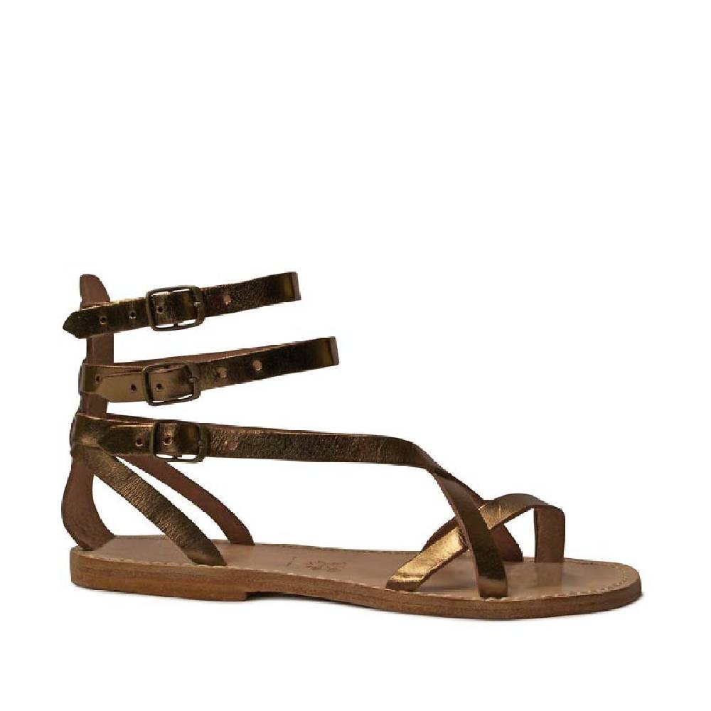 Lartigiano Del Cuoio Sandali gladiatore fatti a mano in pelle laminata bronzo Shopping Online