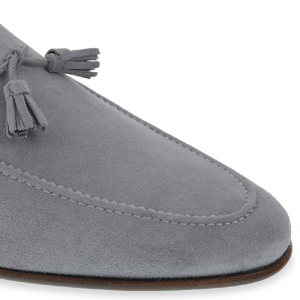 Lartigiano Del Cuoio Mocassino in camoscio grigio con nappine fatto a mano da Fratelli Borgioli Outlet