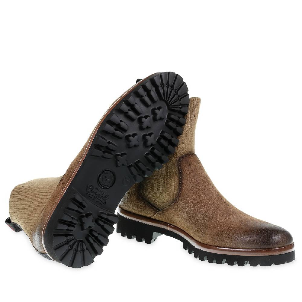 Lartigiano Del Cuoio Chelsea in camoscio marrone ingrassato e cashmere - Fratelli Borgioli Hotsell
