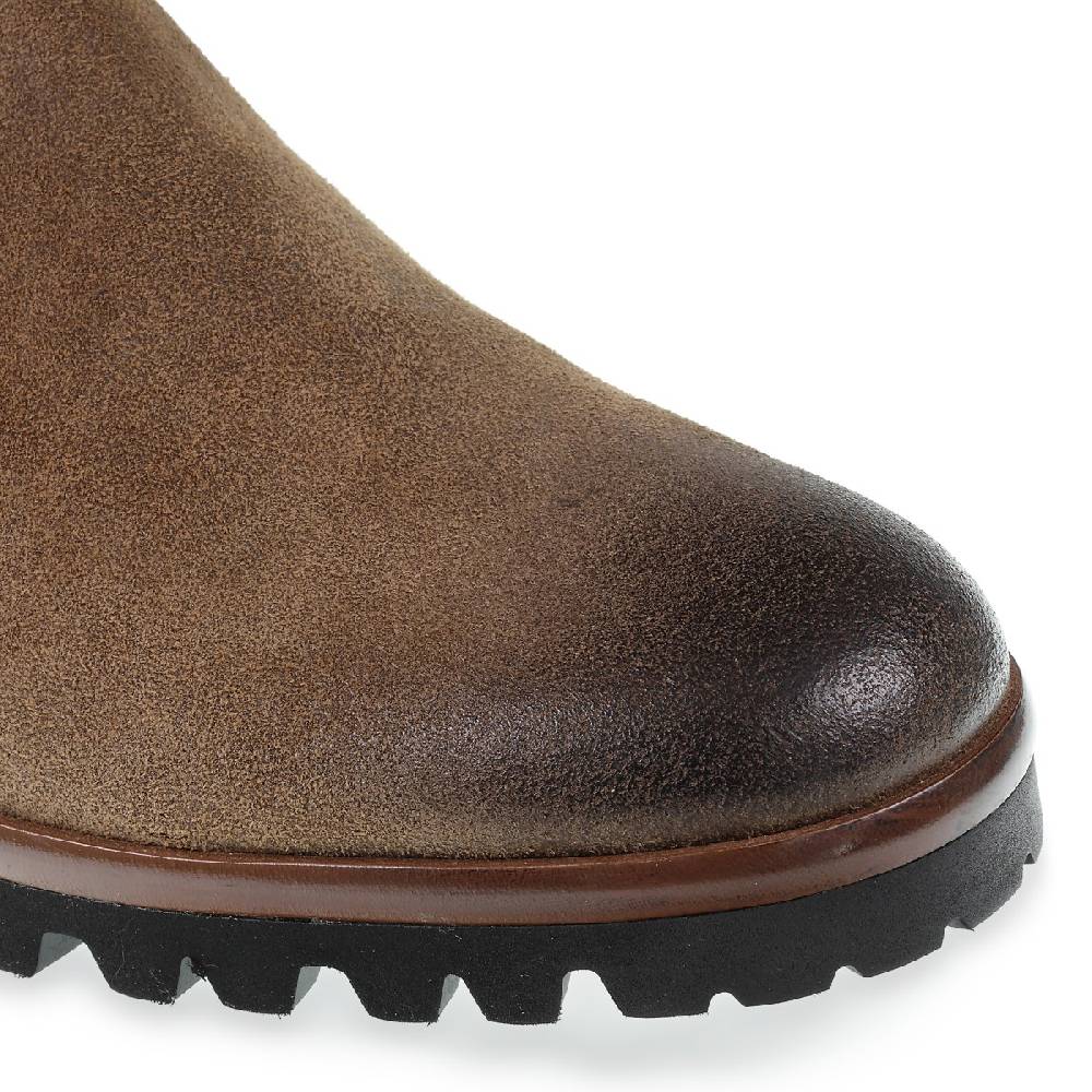 Lartigiano Del Cuoio Chelsea in camoscio marrone ingrassato e cashmere - Fratelli Borgioli Hotsell