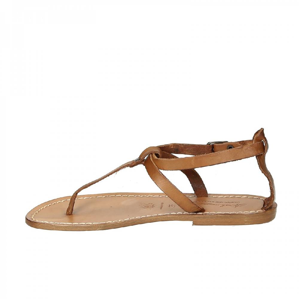Lartigiano Del Cuoio Sandalo infradito donna in pelle color cuoio Vendita Calda
