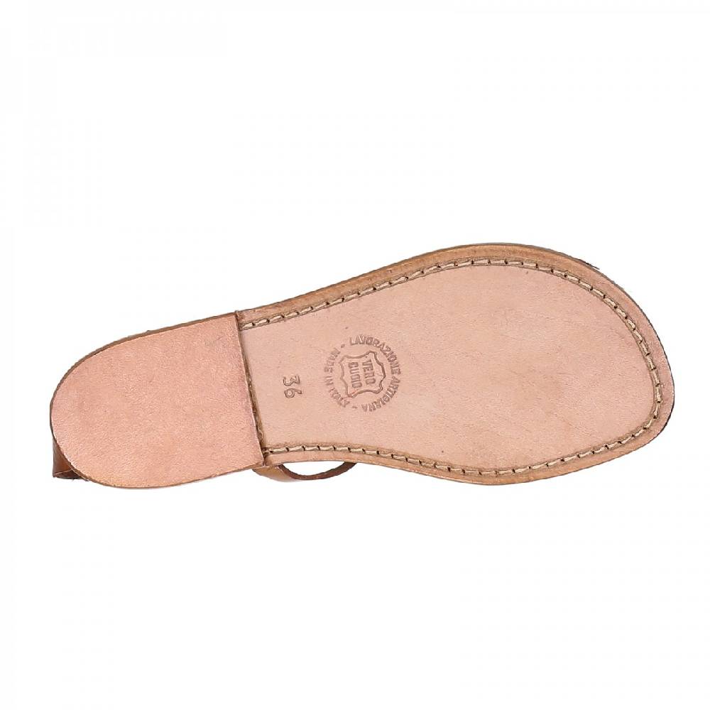 Lartigiano Del Cuoio Sandalo infradito donna in pelle color cuoio Vendita Calda