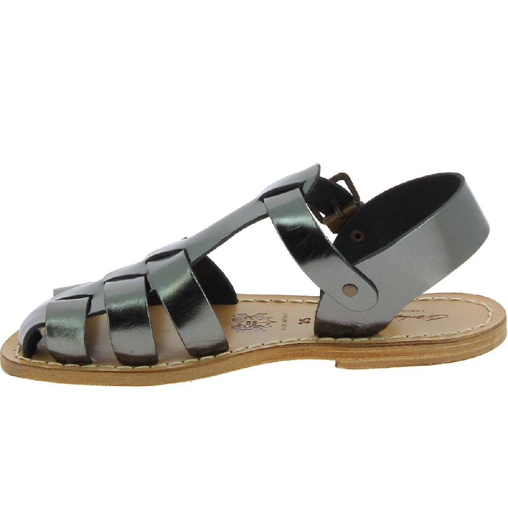 Lartigiano Del Cuoio Sandali da donna in pelle color titanio fatti a mano in Italia I Più Venduti