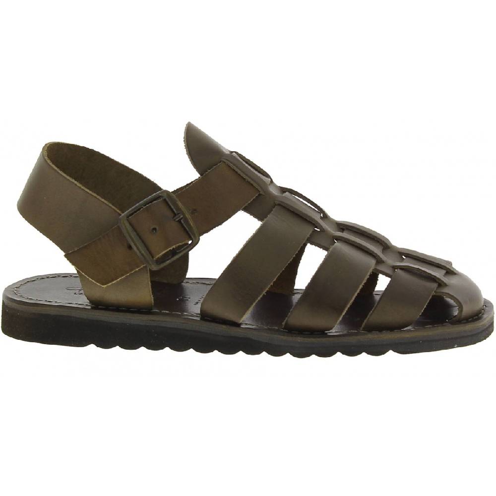 Lartigiano Del Cuoio Sandali uomo fatti a mano in pelle color fango suola gomma spessa Spedizione Gratuita