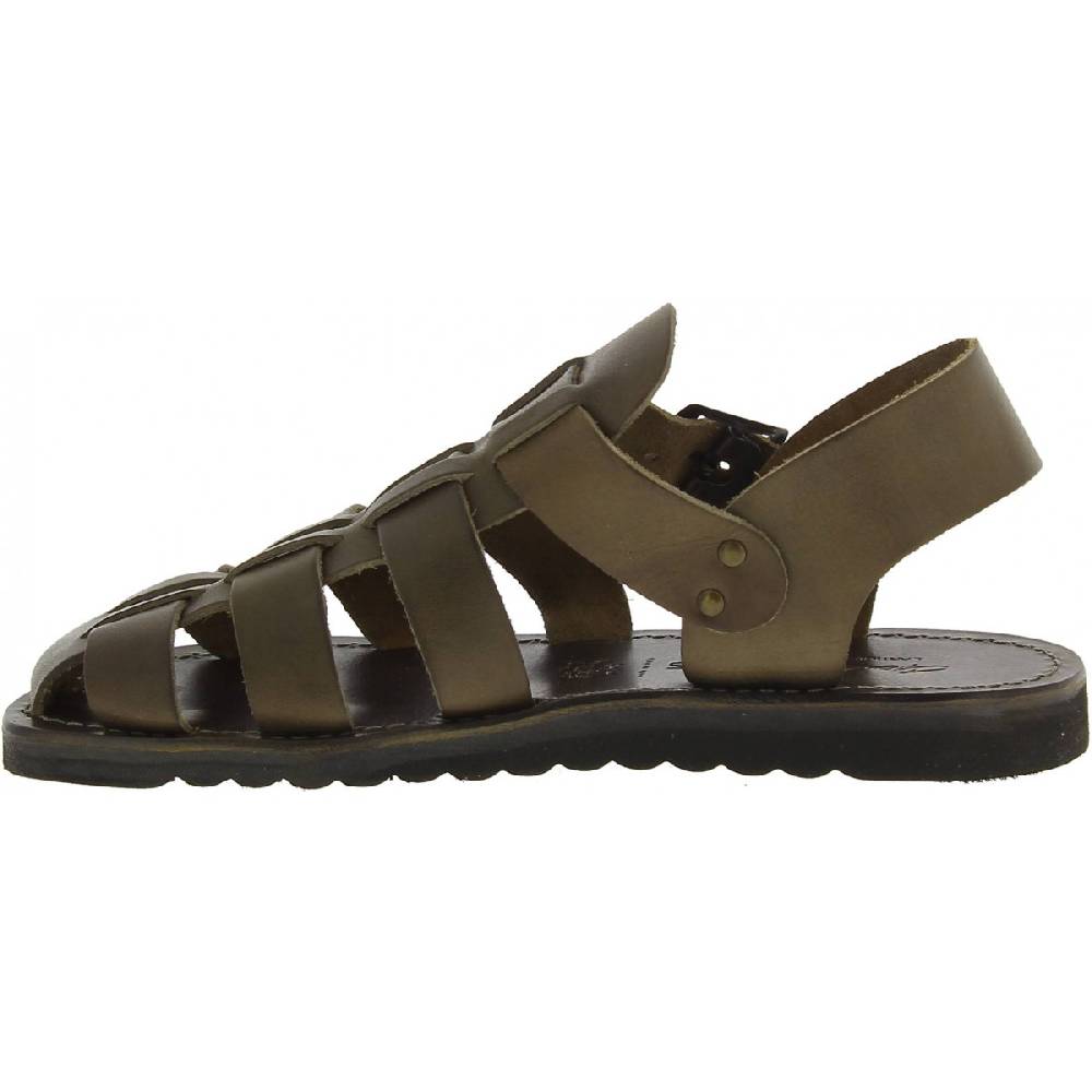 Lartigiano Del Cuoio Sandali uomo fatti a mano in pelle color fango suola gomma spessa Spedizione Gratuita