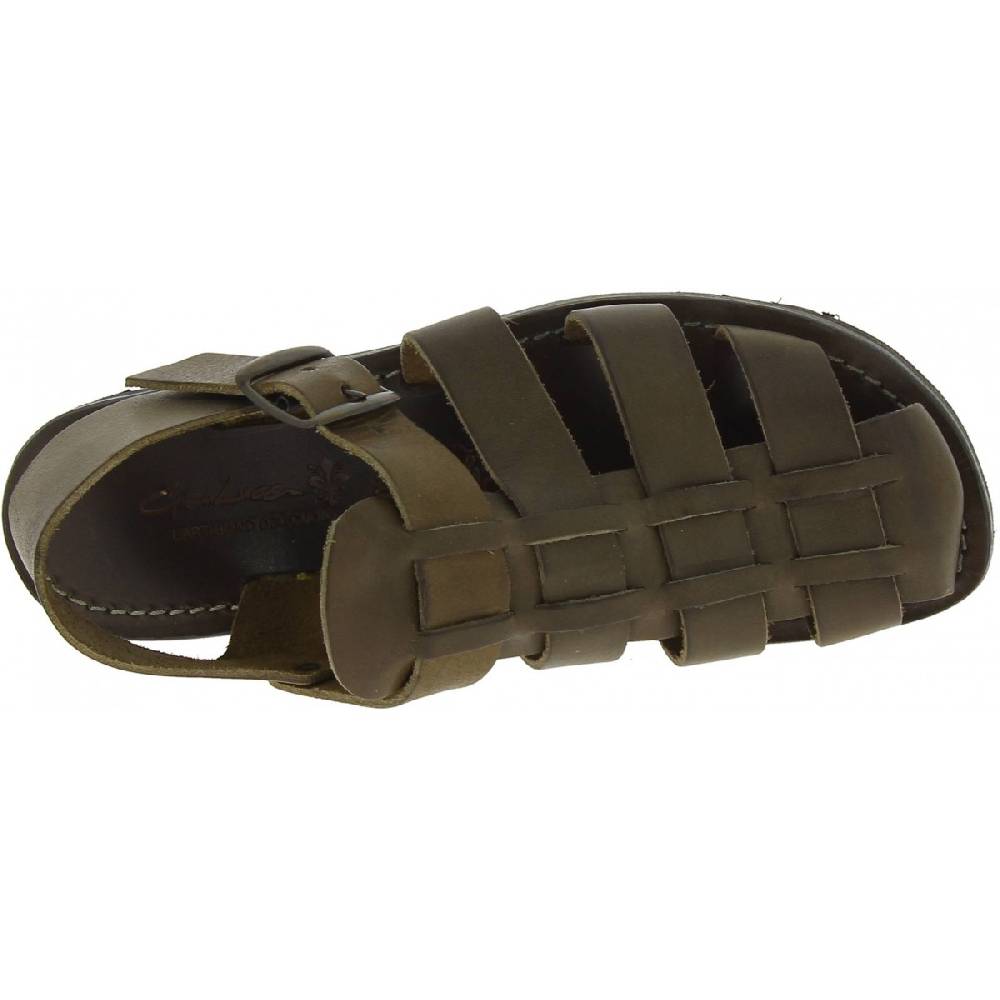 Lartigiano Del Cuoio Sandali uomo fatti a mano in pelle color fango suola gomma spessa Spedizione Gratuita