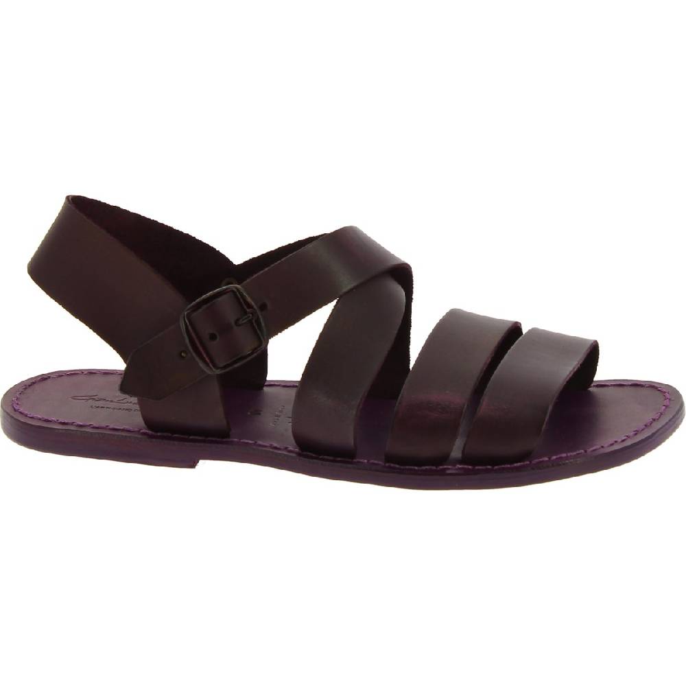 Lartigiano Del Cuoio Sandali uomo fatti a mano in pelle color prugna Fino Al -60%
